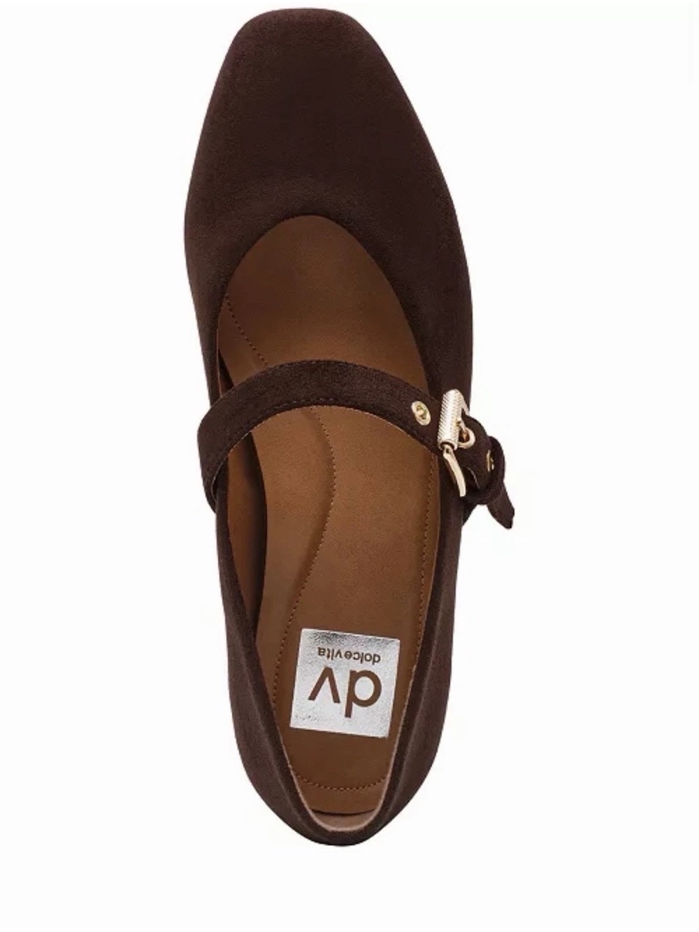 Women's NWT Buckle Mary Jane Flats in Brown Faux Suede-Size 7- DV by Dolce Vita - Picture 5 of 12